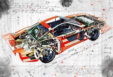 Lancia Montecarlo Turbo Group 5 Technical Line Drawing Cutaway Art Poster Print