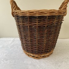 Twin Handled Round Rattan Wicker Tapered Plant Pot Holder Planter Woven Basket