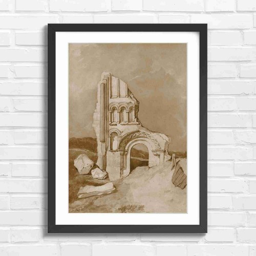 Ruined stone arch with - ruined, arched