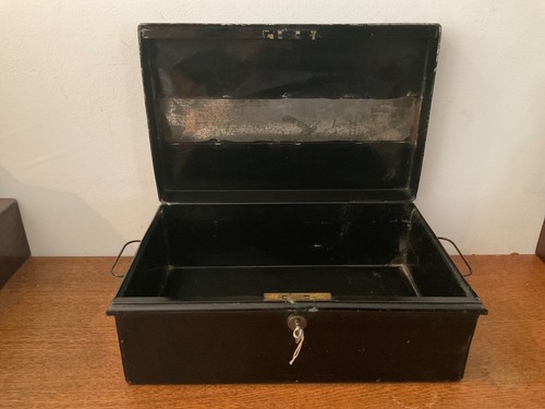 Vintage metal deeds box with - vintage,