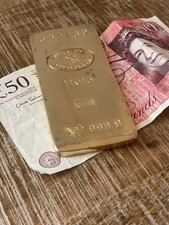 Swiss Bank Gold Bar Paperweight 587769-1 Kilo Feels Like Real Gold