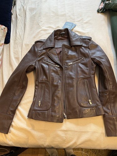 Women leather biker - women's,