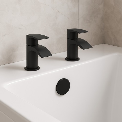 Belantia matt black bath taps - black,
