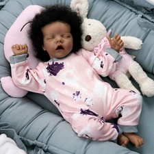 Lifelike Reborn Dolls African American Baby Girl Biracial Doll Black Skin Gifts