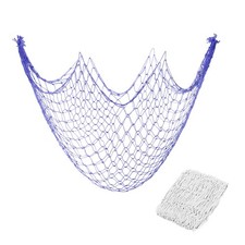 2 Pack Decorative Fishing Net Decor, Dark Blue And Beige 80x40 Inch Net