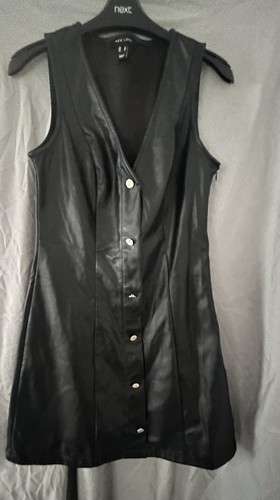 Leather pinafore dress with - leather,