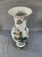 Large Japanese Lamp Base Kutani Vase Decommissioned Hand Painted Peacock Vintage