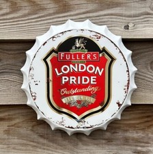 LONDON PRIDE PREMIUM ALE METAL BOTTLE TOP WALL SIGN 30cm MAN CAVE BAR PUB GARDEN