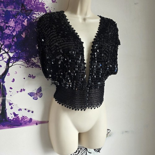 Monsoon black sequin cropped - black,