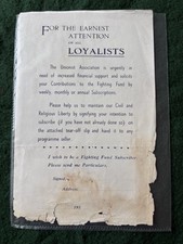 1950s Attention Of All Loyalists, Unionist Association Leaflet.