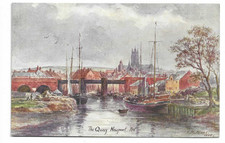 Vintage Artist Drawn Postcard of  The Quay Newport Isle of Wight