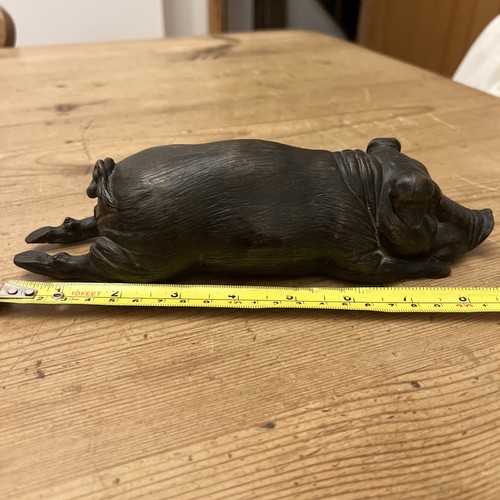 Vintage bronze pig solid - 9”,