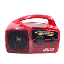 Vintage Freeplay Windup Solar Radio Coca-Cola Translucent Red Working FM/AM DC