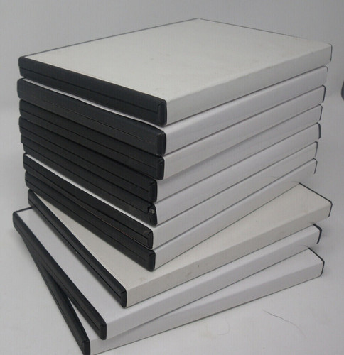 Ten empty black dvd cases - ten,