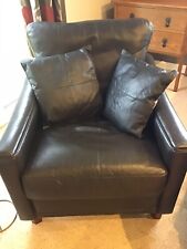 VTG John Lewis Leather Accent Chair Armchair Tub Chair Dark Brown