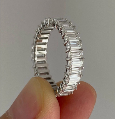 Silver baguette eternity ring - baguette,