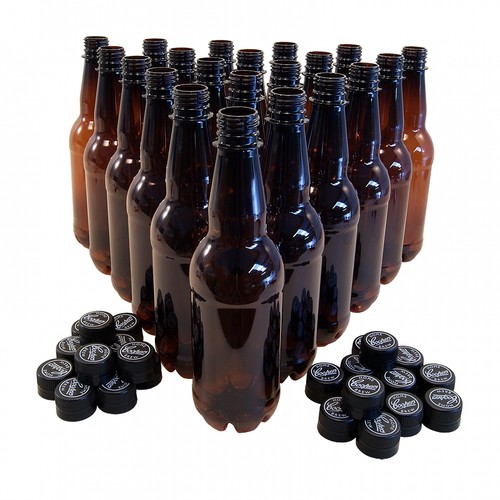 Brown plastic beer - brown, bottles