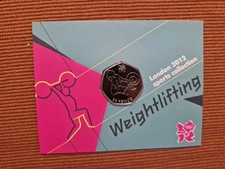 2012 LONDON OLYMPIC SPORTS 2012 WEIGHTLIFTING 50p COIN UNC SEALED IN CARD