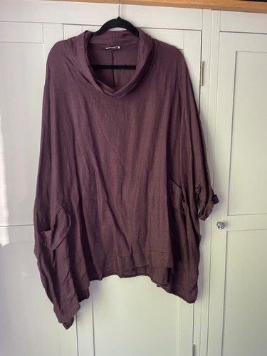 Lagenlook linen tunic purple - linen,