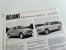 RELIANT REBEL 700 Saloon Estate Specification Brochure Sheet Flyer