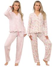 ex UK Brand Ladies Button Up Revere Lounge Wear Pyjamas Set PJ Pants Nightwear