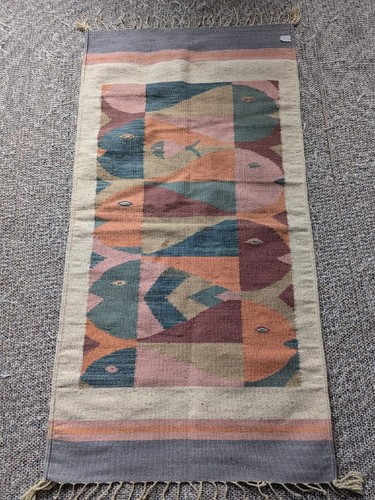 Vintage 58x29 wool fish - wool,