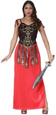 Ladies Gladiator Warrior Costume Adults Spartan Roman Fancy Dress Tiberia Womens
