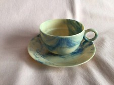BANDALASTA WARE ART DECO RARE MARBLE EFFECT PLASTIC CUP AND SAUCER IN GOOD USED.
