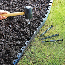 10m Lawn Edging Border with 50 Pegs Heavy Duty Garden Edging for Paths Drives