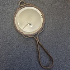 Antique Vintage Metal Brass Vanity Hand Mirror Art Deco