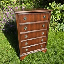 Small Vintage Bedside Mahogany Chest Of Drawers. Antique Mid Century