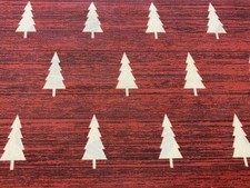 Christmas Trees Red Cream Fabric Fat Quarter FQ Polycotton Sewing Craft Projects