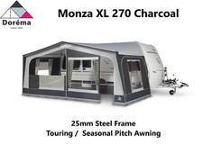 Dorema Monza XL 270 Seasonal Awning Charcoal Size 10 - 875-900 25mm Steel Frame