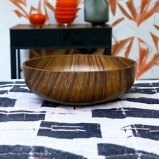 CALEPPIO  Fruit Bowl Teak Effect Plastic 23cm Italy Retro 1970s Vintage VGC