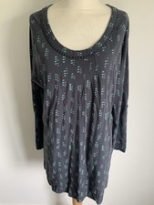 Ladies Mudd & Water Blue Grey Spot Print Cotton Tunic Top T-shirt UK 16