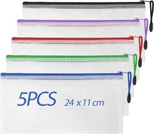 5 Pcs Clear Pencil Case, Plastic Pencil Pouch Zipper File Bags Exam Pencil Case