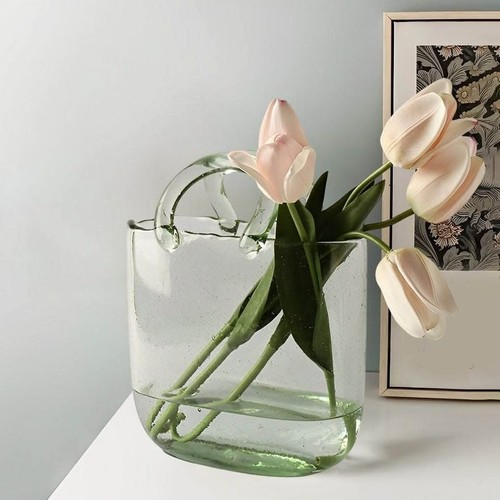 Glass handbag vase - glass,