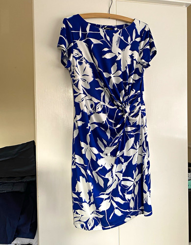 Roman blue white floral - floral, shift
