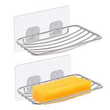 Wall Mounted Soap Holder Stainless Steel Rack Self-Adhesive Soap Dish Bathroom