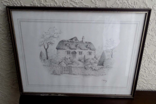 Framed pencil drawing - , sketch