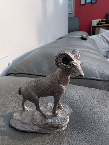 Pewter metal figurine ram - metal, goat