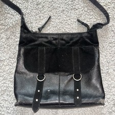 Next ladies leather cross body handbag in black and gold