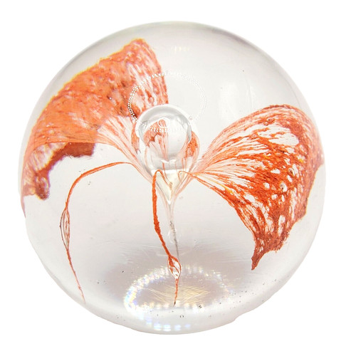 Art glass paperweight orange - art,