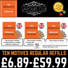 10 Ten Motives Regular Tobacco Refill Cartridges | Cartomizers | 1 - 10pks | TPD