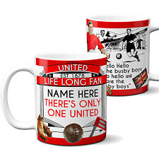 Personalised Football Mug Manchester United Fan Vintage Retro Cup Dad Gift VFM37