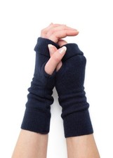 Turtle Doves 100% Cashmere Fingerless Gloves, Navy, One size, FREE SHIPPING