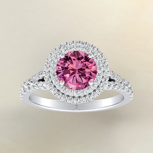 Diamond engagement ring - diamond, pink