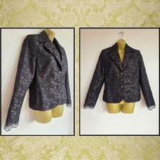 Stunning Bianca Size 14 Black Formal Occasion Lace Overlay Floral Blazer Jacket