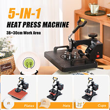 30×38cm 5in1 Heat Press Machine Digital Transfer Sublimation Printer T-shirt Mug