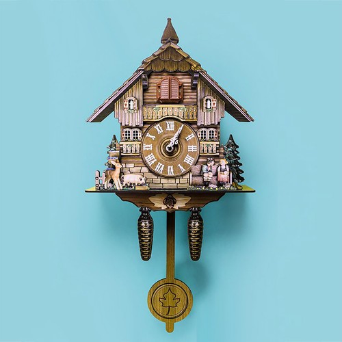 Wooden cuckoo clock - cuckoo, retro